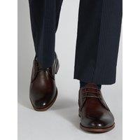 Dune London Mens Stenton Polished Derby Lace-Up Formal Shoes - Brown