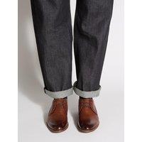Dune London Mens Stenton Lace-Up Almond Toe Cushioned Derby Shoes - Tan