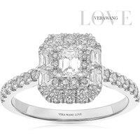 Ernest Jones Engagement Ring Vera Wang Platinum Emerald & Baguette Cut Halo 0.70Ct Diamond Ring