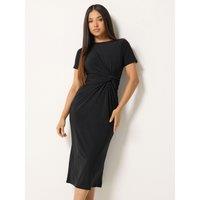 M &Co Petite Womens Petite Twist Front Maxi Dress - Black