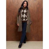 M &Co Petite Womens Petite Faux Suede Midi Trench Coat - Green