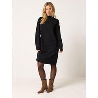 M &Co Petite Womens Petite Button Shoulder Knitted Mini Dress - Red