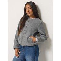 M &Co Petite Womens Petite Zip Through Jacket - Grey