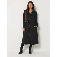 M &Co Petite Womens Petite Utility Tie Waist Shirt Dress - Black