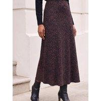 Roman Womens A-Line Speckled Print Midi Skirt - Brown