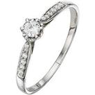 Love Diamond 9 Carat White Gold 20 Points Diamond Solitaire Ring With Diamond Shoulders
