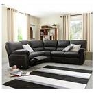 Leighton Leather/Faux Leather High Back Reclining Corner Group Sofa - Black