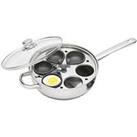 Kitchencraft Clearview Stainless Steel 28 Cm 6-Hole Egg Poacher With Glass Lid