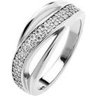 The Love Silver Collection Rhodium-Plated Sterling Silver Twisted Triple Band Cubic Zirconia Ring
