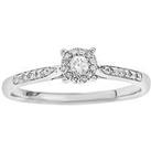 Love Diamond 9-Carat White Gold 20-Point Diamond Centre Cluster Ring With Diamond-Set Shoulders