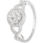The Love Silver Collection Sterling Silver Cubic Zirconia Cluster Ornate Ring