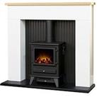 Adam Fires & Fireplaces Innsbruck White Electric Fireplace Suite With Stove