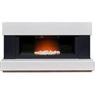 Adam Fires & Fireplaces Verona White/Grey Electric Fireplace Suite