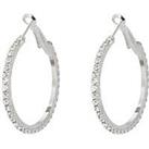 The Love Silver Collection Silver Tone Diamant&Eacute; 35Mm Hoops