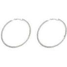 The Love Silver Collection Silver Tone Diamant&Eacute; Large 50Mm Hoops