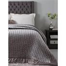 Very Home Luxury Velvet Bedspread Throw And Pillow Shams - Black