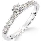 Love Diamond 9Ct White Gold 50 Point Total Diamond Solitaire Ring With Diamond Micro Set Shoulders