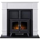 Adam Fires & Fireplaces Oxford Stove Suite In Pure White With Woodhouse Electric Stove