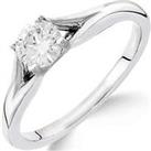 Love Diamond 9Ct White Gold 1/4 Carat Diamond Solitaire With Tapered Shoulders Ring