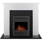Adam Fires & Fireplaces Chessington Fireplace In White & Black With Eclipse Black Electric Fire
