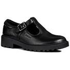 Geox Casey Leather T-Bar School Shoes - Black
