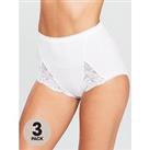 Playtex Maxi Cotton & Lace Brief 3 Pack - White