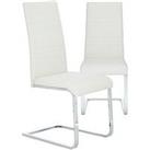 Very Home Pair Of Jet Faux Leather Cantilever Dining Chairs - White