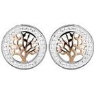 The Love Silver Collection Gold Plated Silver Two Tone Crystal Tree Of Life Stud Earrings