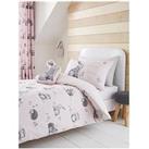 Catherine Lansfield Woodland Friends Easy Care Duvet Cover Set - Pink - Double
