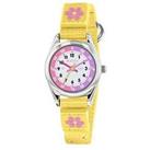 Tikkers White And Pink Time Teller Dial Yellow Velcro Kids Watch