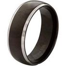 Stainless Steel & Black Ion Mens Ring