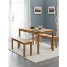 Julian Bowen Coxmoor 118 Cm Solid Oak Dining Table + 2 Benches