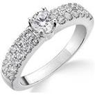 Love Diamond 9Ct White Gold 1Ct Two-Row Diamond Solitaire Ring With Set Shoulders
