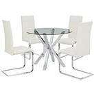 Very Home Chopstick 100 Cm Round Glass Dining Table + 4 Chairs