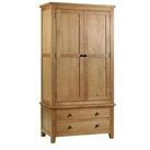 Julian Bowen Marlborough 2 Door, 2 Drawer Solid Oak/Oak Veneer Combination Wardrobe