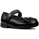 Clarks Scala Tap Bow School Shoes - Black Leather