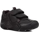 Geox Wader Leather Strap School Shoes - Black