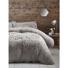 Catherine Lansfield Cuddly Faux Fur Duvet Cover Set - Silver