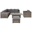 Very Home Aruba 6-Seater Corner Sofa Set With Chair, Footstool And Adjustable Table Garden Furniture