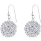 The Love Silver Collection Sterling Silver Crystal Round Hook Drop Pave Earrings