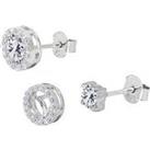 The Love Silver Collection Sterling Silver Cubic Zirconia Interchangeable Halo Solitaire Stud Earrin