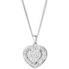 Love Diamond Sterling Silver 12Pt Diamond Heart Cluster Pendant Necklace