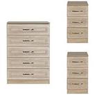 Swift Winchester Ready Assembled 3 Piece Package - 5 Drawer Chest And 2 Bedside Chests - Fsc Certifi