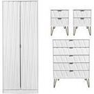 Swift Versailles Ready Assembled 4 Piece Package - 2 Door Wardrobe, 5 Drawer Chest And 2 Bedside Che
