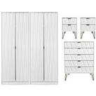 Swift Versailles Part Assembled 4 Piece Package - 4 Door Wardrobe, 5 Drawer Chest And 2 Bedside Ches