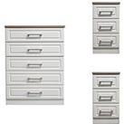 Swift Regent Ready Assembled 3 Piece Package - 5 Drawer Chest And 2 Bedside Chests - Fsc Certified