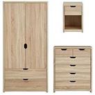 Very Home Aspen 3 Piece Package - 2 Door, 2 Drawer Wardrobe, 4 + 2 Chest And Bedside Chest - Oak Eff