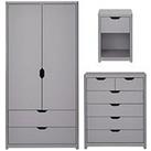 Very Home Aspen 3 Piece Package - 2 Door, 2 Drawer Wardrobe, 4 + 2 Chest And Bedside Table - Grey Oa