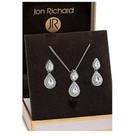 Jon Richard Double Pear Drop Pendant And Earring Set