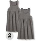 V By Very Girls 2 Pack Jersey Pinafore School Dresses - Grey